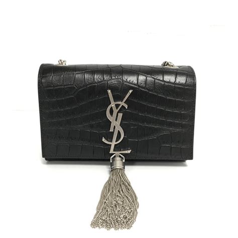 ysl purse black and silver|ysl black purse with tassel.